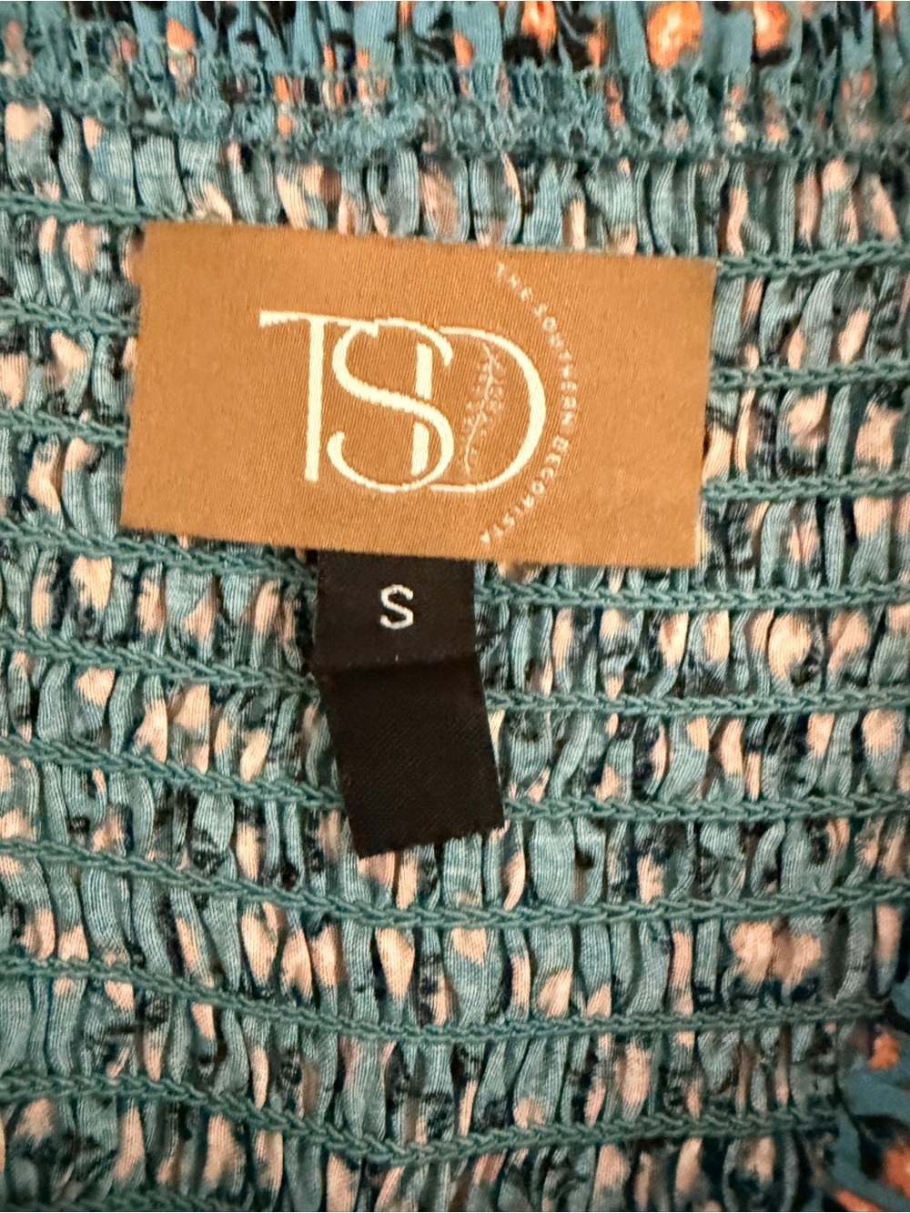 TSD Smocked Wide Leg Jumpsuit Teal Floral Palazzo Romper Small Boho - Picture 3 of 8